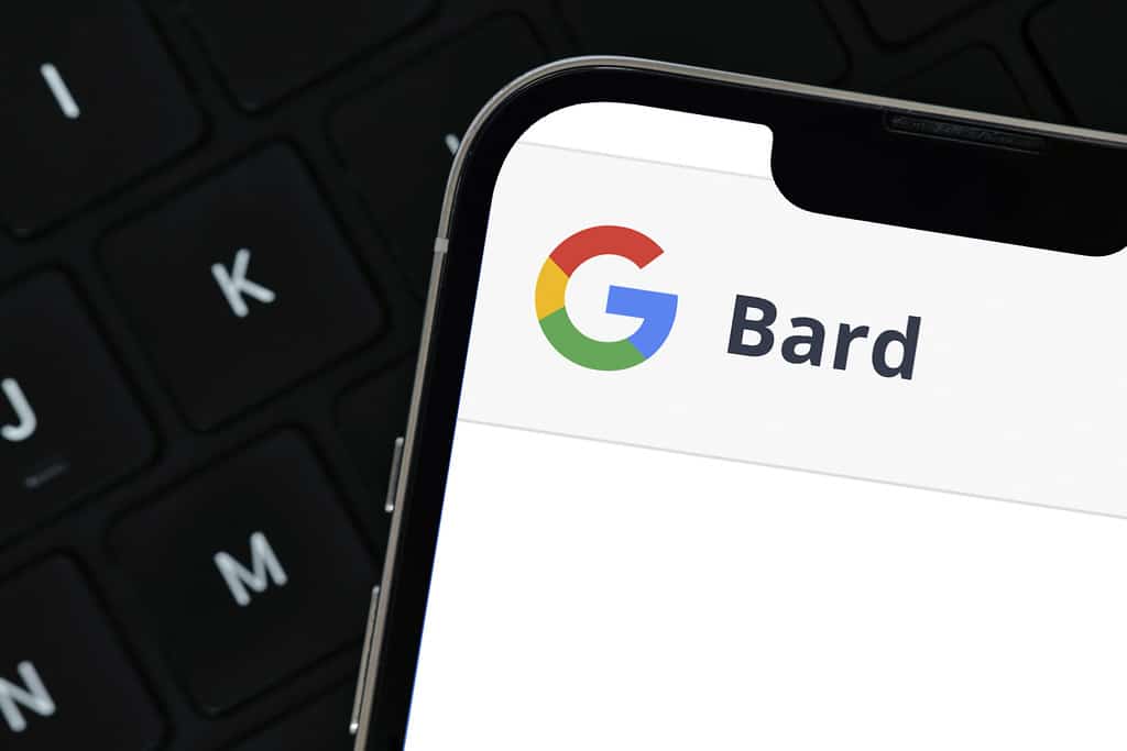 close up of google bard on smartphone