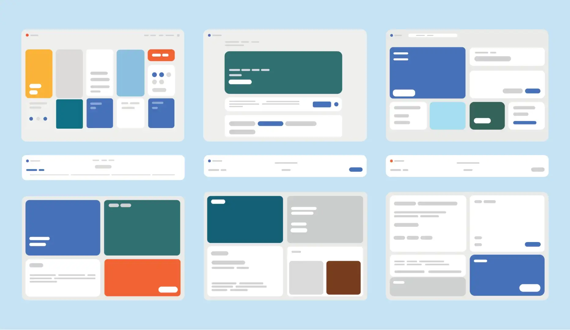 Illustration of various website layouts for website management services.